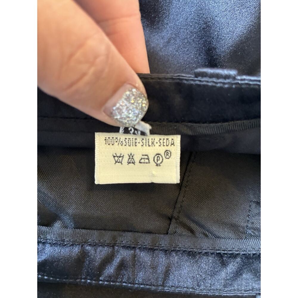 VTG HERMES Paris Black 100% Silk Pants Satin Trousers 1986 Women S (4) Pristine - Picture 5 of 16